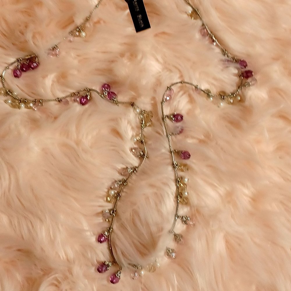 WHBM silver and purple beaded necklace